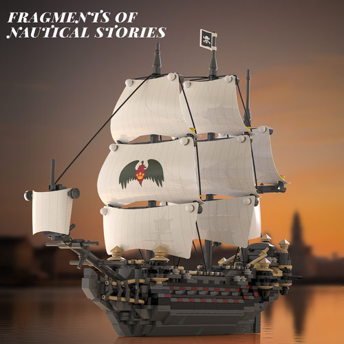 厂家直供砖悦积木66048海盗船玛丽号模型摆件小颗粒拼装玩具跨境