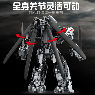 武装 小颗粒积木礼物跨境ky1084 直升机器人机甲变形飞机拼装