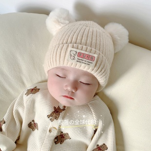 日本ST婴儿帽子秋冬可爱超萌新生婴幼儿帽男女宝宝毛线帽针织帽