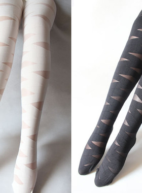 白色黑色交叉绑带 绷带款厚薄相间性感个性款连裤袜