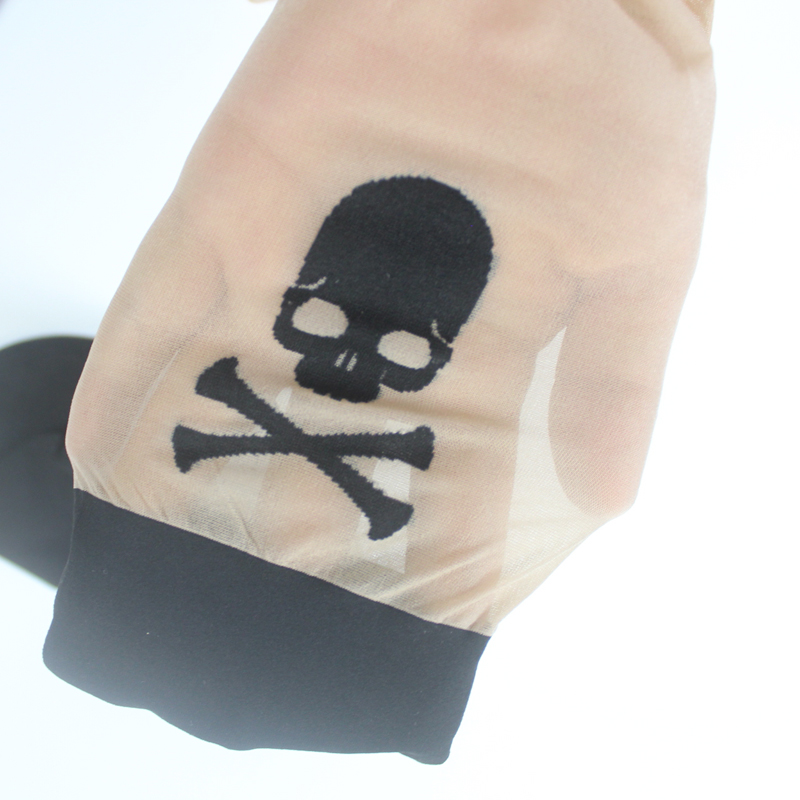 暗黑系提花骷髅头假高筒连裤袜