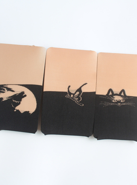 日系上肤下黑真假难辨假高筒蝴蝶狼猫黑色100D春秋款学院风连裤袜