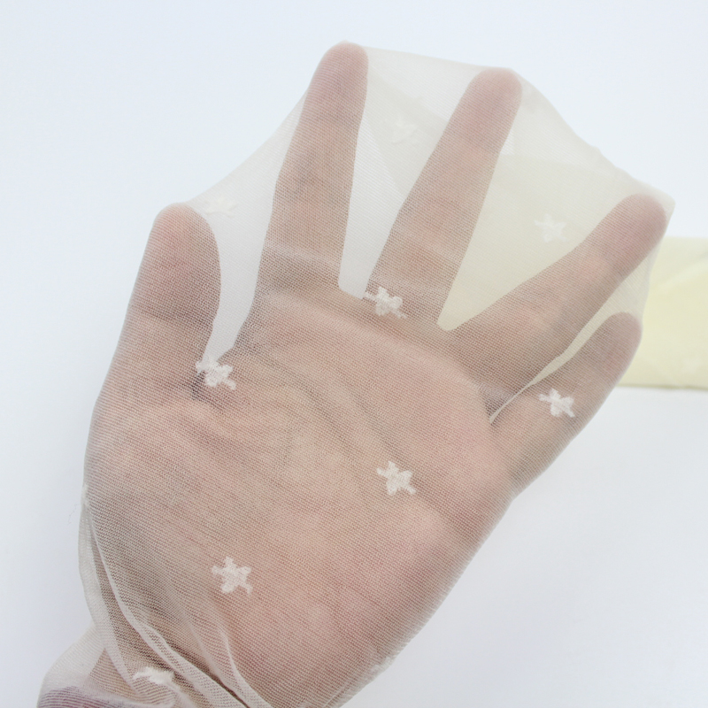 奶白色提花小星星T裆连裤袜