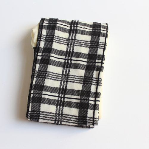 黑白色横格纹天鹅绒连裤袜