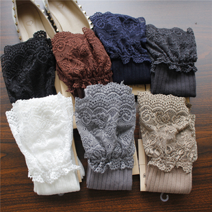 显瘦日系公主风蕾丝大花边过膝袜大腿袜学院风竖条棉长筒袜高筒袜