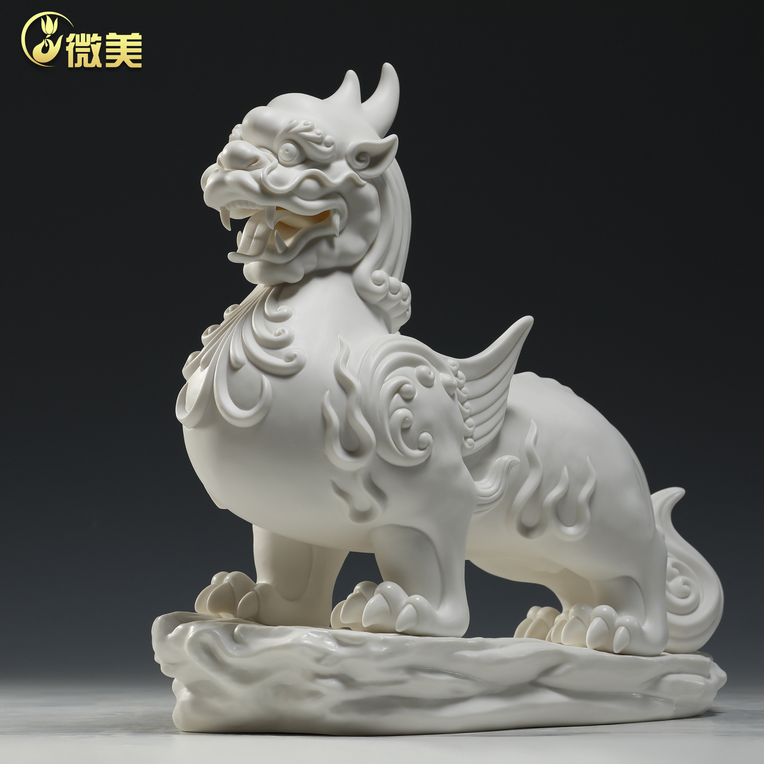 微美天禄纳财貔貅摆件店铺客厅办公室装饰品德化白瓷工艺品摆设