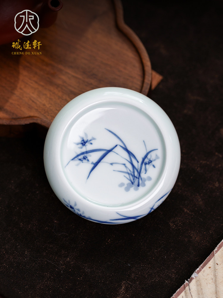 诚德轩陶瓷盖置紫砂壶茶盖置盖托景德镇手绘青花幽兰香远茶道配件