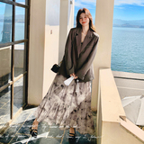 法式复古碎花吊带连衣裙套装女2025春季新款气质高级感西装两件套，女装套装/套裙，2C018