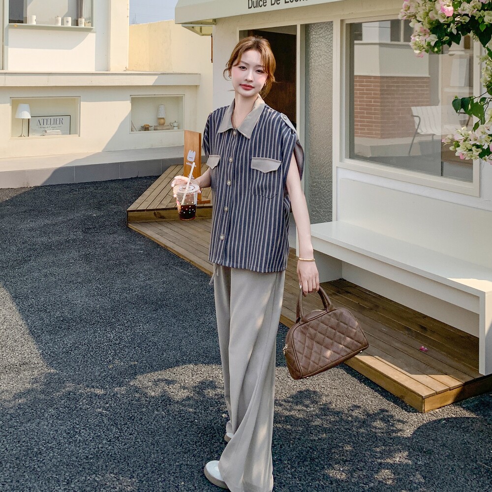 现货数据好夏季新款时尚条纹套装2C018-K923-P145-K208,女装套装/套裙,2C018