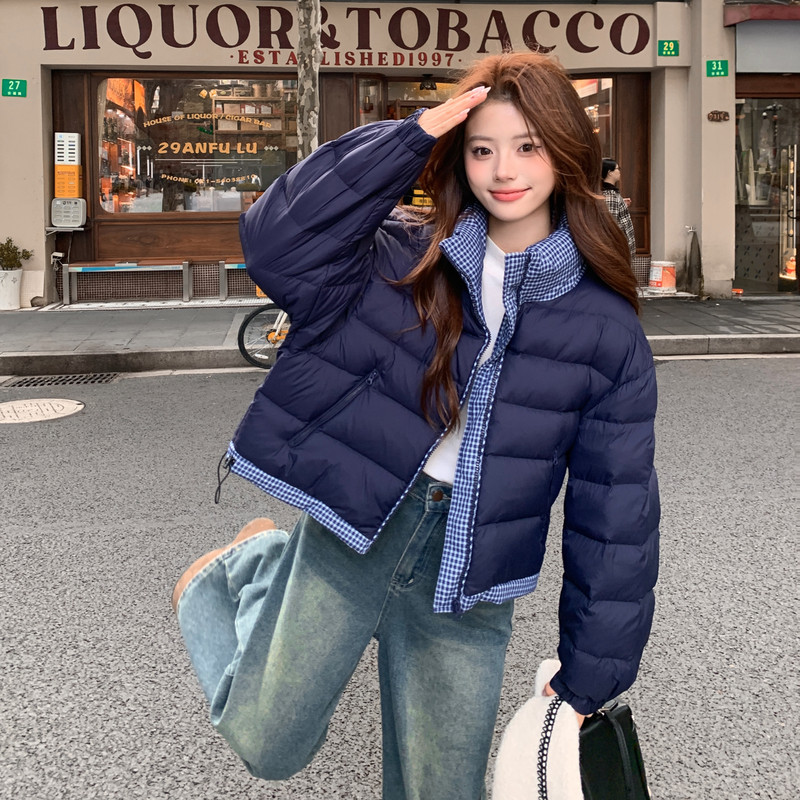 数据好格纹拼接保暖羽绒服2C018-3012-P250-K378,女装羽绒服,2C018