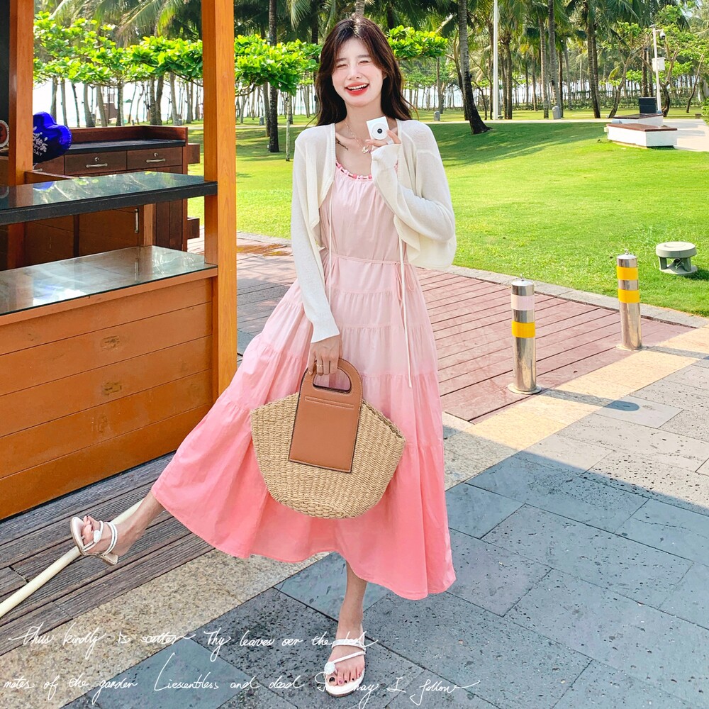 夏季新款小开衫渐变连衣裙两件套2C018-K922-P165-K238,女装连衣裙,2C018