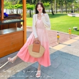 夏季新款小开衫渐变连衣裙两件套2C018-K922-P165-K238，女装连衣裙，2C018