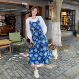 秋装新款衬衫印花水洗牛仔背带裙两件套2C018-8907-P175-K248，女装套装/套裙，2C018