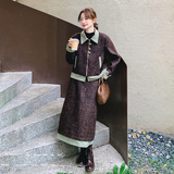 法式小香风套装裙女2025春季新款复古气质假两件上衣半身裙两件套，女装套装/套裙，2C018