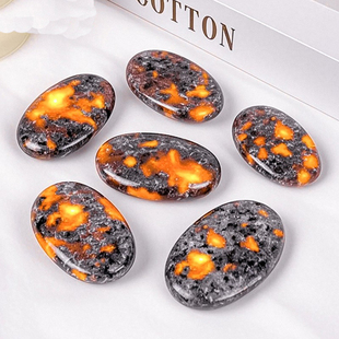 天然水晶火焰石把玩水晶原石打磨热敷石瑜伽按摩石鱼缸装饰石