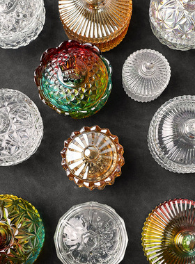 天然水晶碎石消磁玻璃碗水晶手串储物罐消磁石净化容器收纳盒