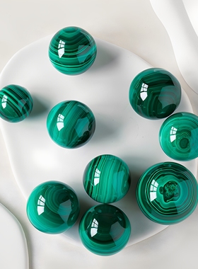 天然孔雀石水晶球摆件原石矿石标本打磨家居装饰水晶工艺品批发