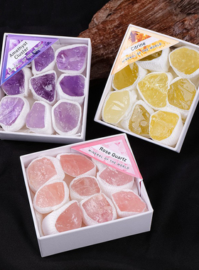 外贸天然水晶原石预言石电镀彩色玛瑙洞聚宝盆紫水晶簇矿石套盒