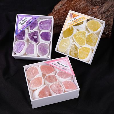 外贸天然水晶原石预言石电镀彩色玛瑙洞聚宝盆紫水晶簇矿石套盒