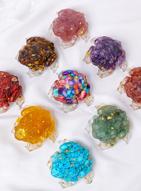 天然水晶碎石滴胶金蟾开业送礼家居客厅桌面装饰招财礼物摆件