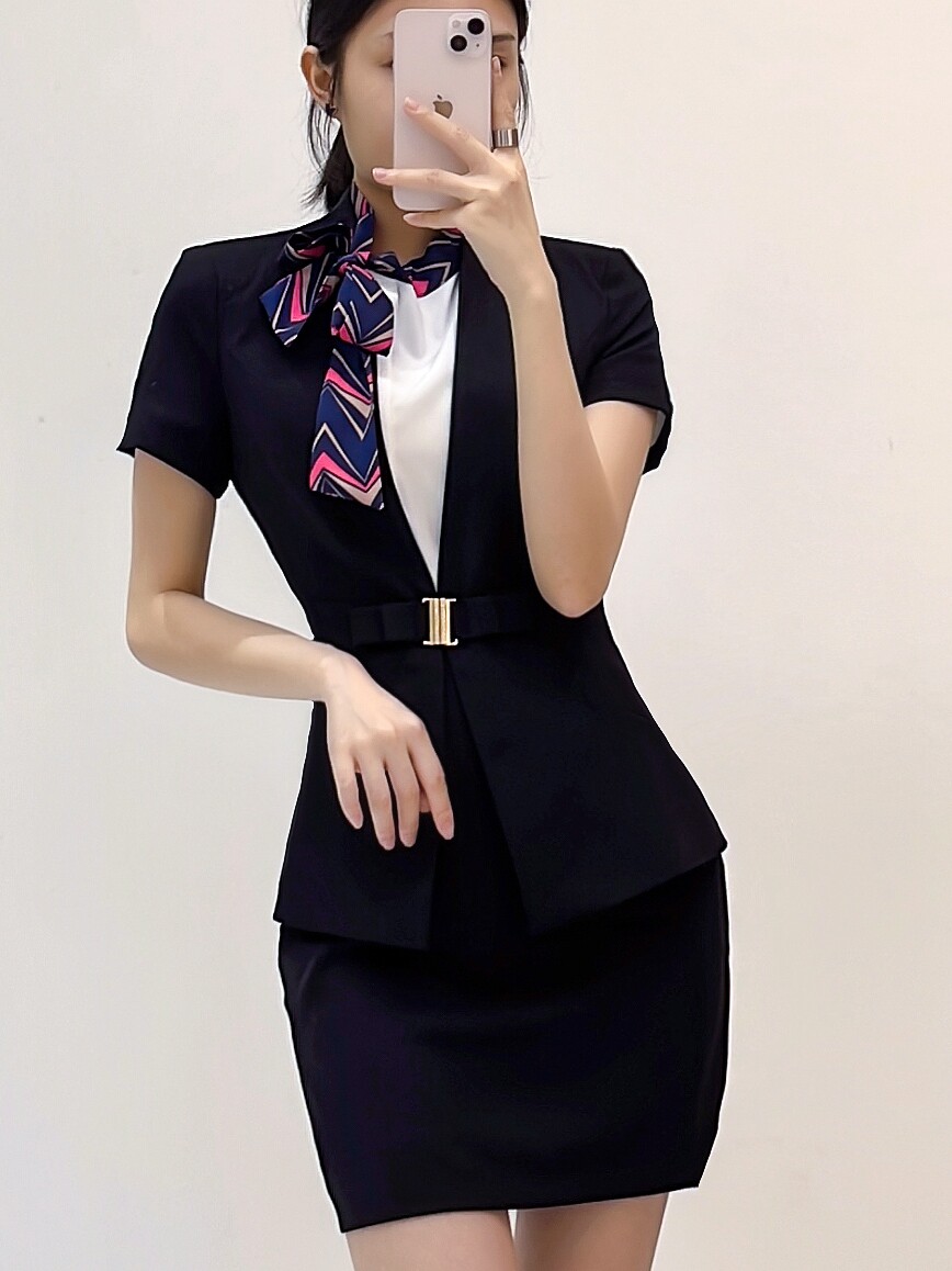 JEWELRY STORE WORK CLOTHES GODDESS FAN SUMMER SHORT BLACK SUIT HIGH-END TEMPERAMENT BEAUTY SALON PROFESSIONAL SUIT SKIRT OL