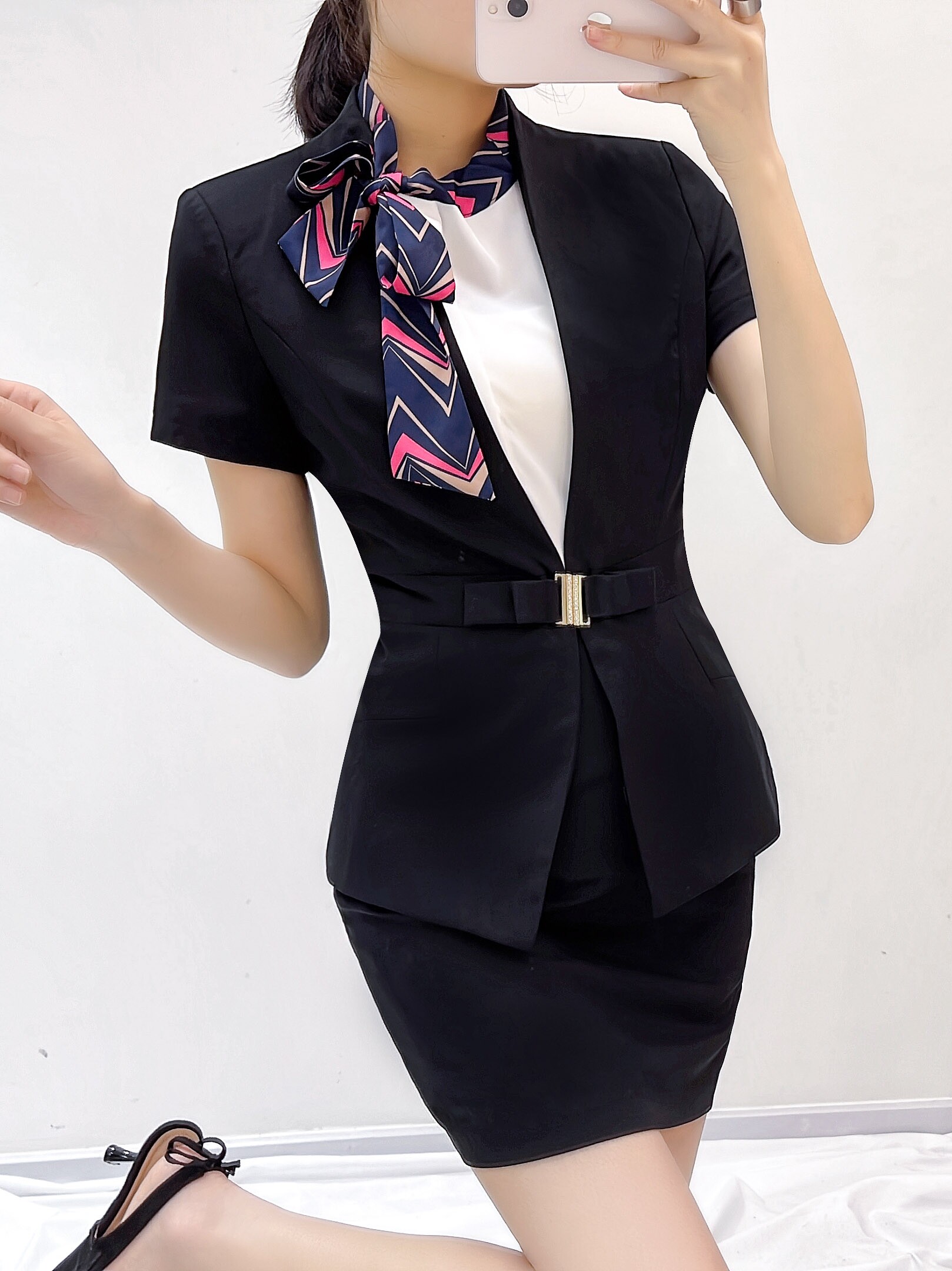 JEWELRY STORE WORK CLOTHES GODDESS FAN SUMMER SHORT BLACK SUIT HIGH-END TEMPERAMENT BEAUTY SALON PROFESSIONAL SUIT SKIRT OL