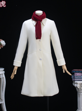 龙与虎cos服 逢坂大河cosplay白色毛呢外套冬装女大衣圣诞节假发
