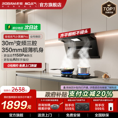 老板小黑翼名气顶测双吸油烟机