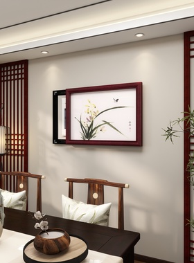 兰花图新中式电表箱装饰画免打孔饭厅挂画新款配电箱闸盒遮挡壁画