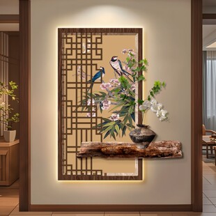 新中式宋代宋式美学入户玄关装饰画茶室氛围高级感壁灯画过道挂画