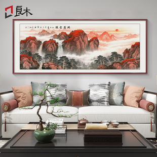 饰画办公室挂画风水画聚宝盆壁画靠山图 鸿运当头国画山水画客厅装