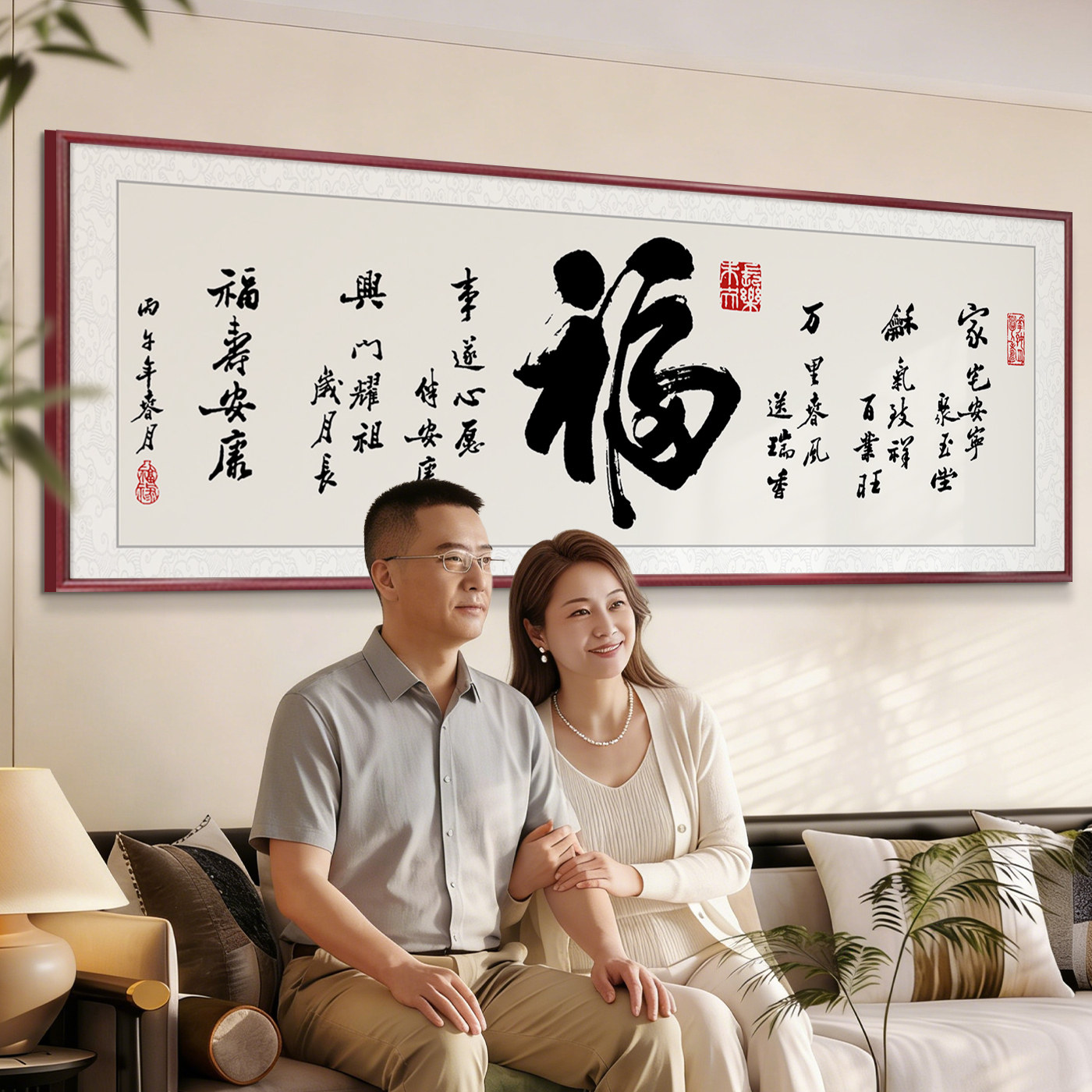 【新中式寓意好的客厅画】高档图片