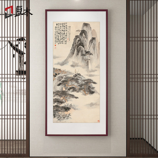 挂画走廊尽头水墨国画 饰画入户门壁画竖版 山水画新中式 玄关过道装