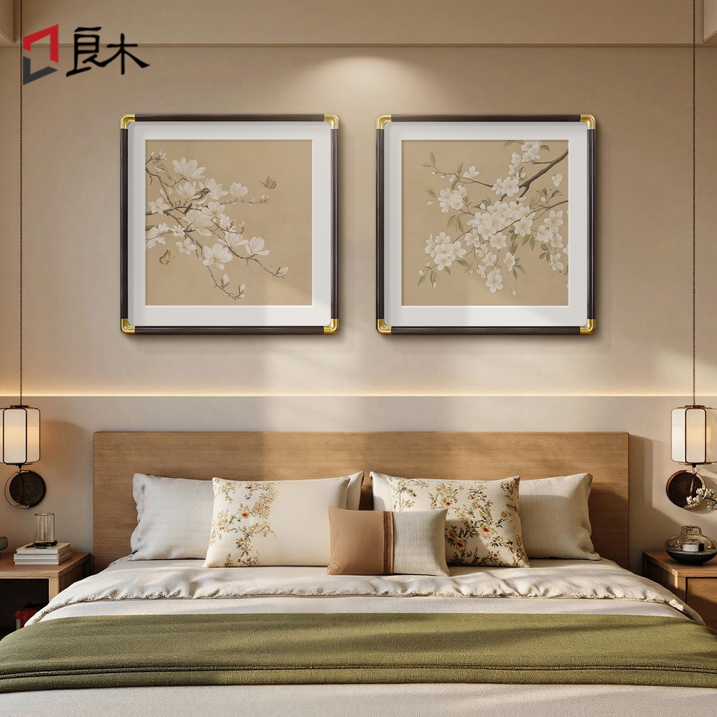 新中式夫妻主卧床头画宋代美学挂画花鸟中国风客厅卧室墙面装饰画