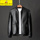 男装 加绒加厚潮流帅气机车皮夹克大码 秋冬季 稻草人皮衣外套男士