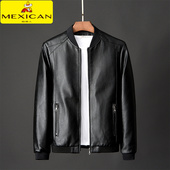 稻草人皮衣外套男士 男装 秋冬季 加绒加厚潮流帅气机车皮夹克大码