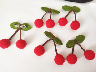 红色樱桃毛球别针款窗帘纱帘门帘装饰配件别针扣卡通可爱小饰品