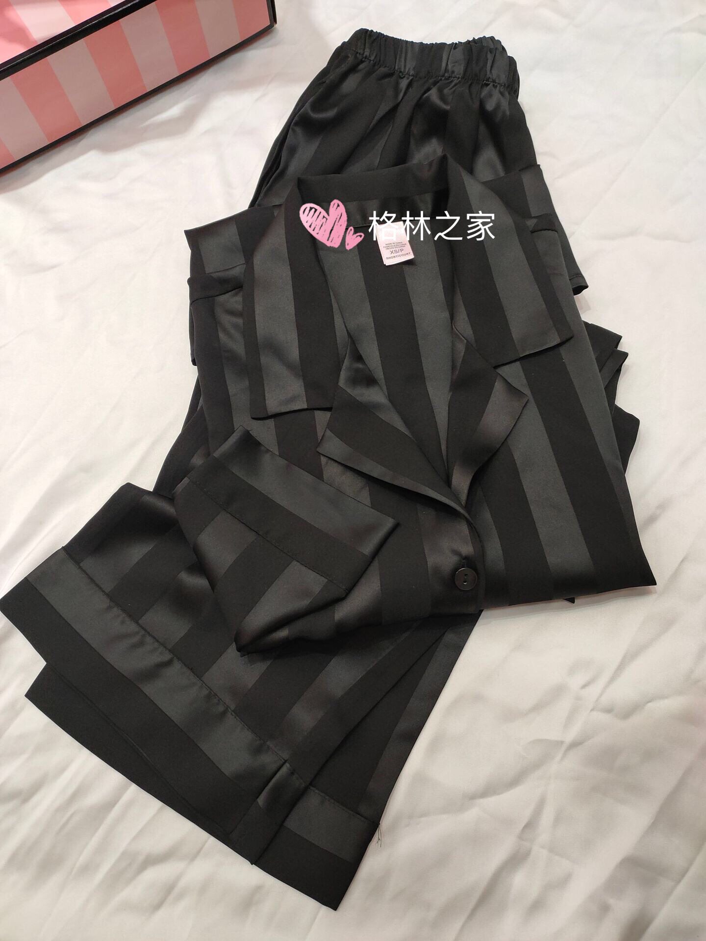 欧美风 25年新款冰丝缎面条纹家居服夏秋长短袖裤女睡衣套装