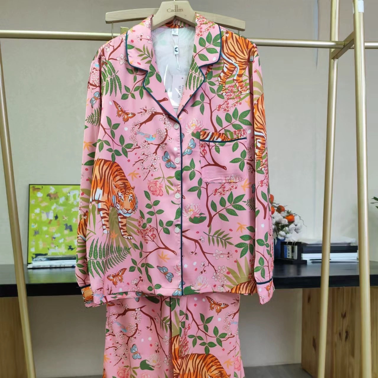 缎面夏季薄款女士长短袖家居服