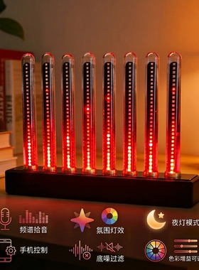LED拾音灯频谱节奏氛围灯电竞桌面摆件声控礼物赛博朋克