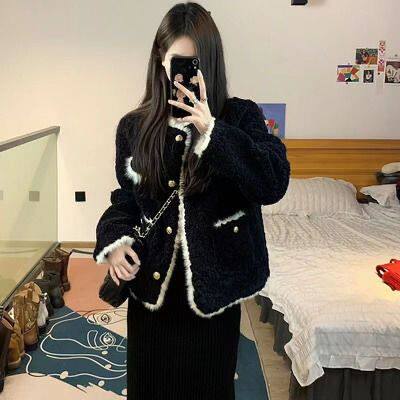 小香风羊羔毛外套女冬短款2026新款皮毛一体拼接夹克爆款休闲上