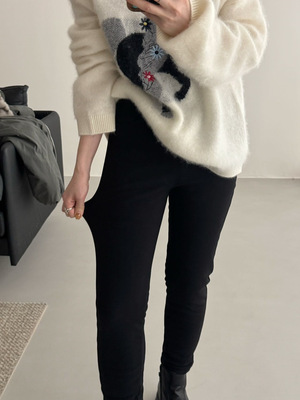 90白鹅绒小黑裤女加绒加厚显瘦不臃肿弹力小脚裤保暖长裤子潮0227