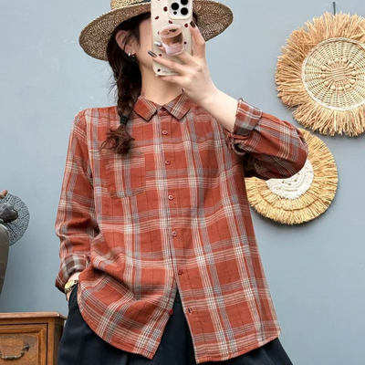 格子衬衫春季新款复古经典衬衣