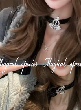 龙心同款丝绒choker颈带叠戴项链