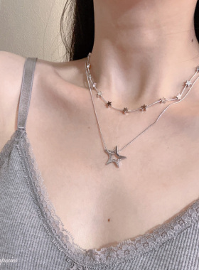 韩版简约五角星叠戴项链