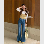 四面弹M字后袋显瘦喇叭裤 TOP欧制蓝色不贴腿微喇裤 女2026早春新款