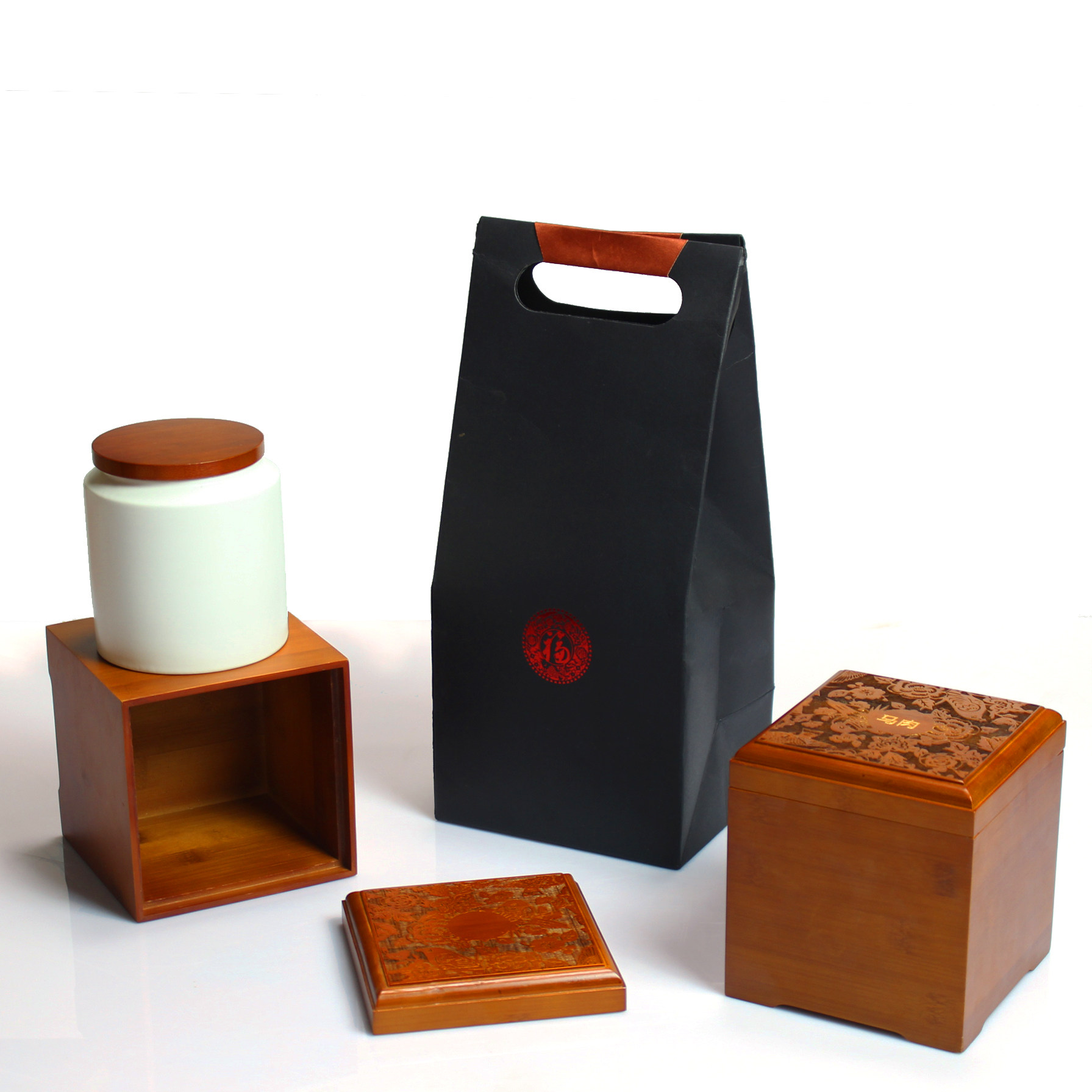 福白瓷茶叶罐竹制品通用方形茶叶包装礼盒绿茶红茶竹盒可定制logo在类目 餐饮具, 茶具, 茶叶罐中 - 来自Buy2taobao.com提供专业的淘宝代购服务