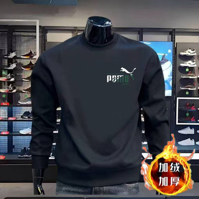 冬季男士加绒加厚保暖卫衣圆领帅气潮流上衣带绒长袖百搭卫衣