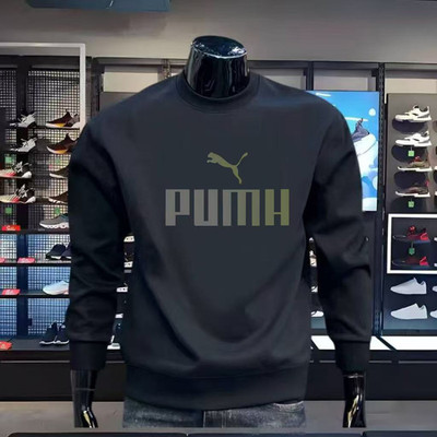 秋冬加绒纯棉重磅卫衣男士百搭圆领潮牌时尚修身保暖打底衫上衣