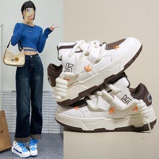 面包鞋子女2023新款小白鞋春秋女鞋运动鞋增高鞋百搭休闲厚底板鞋